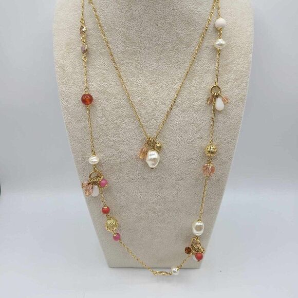 Talbots Jewelry - Talbots Gold and Pink Multi-Strand Necklace